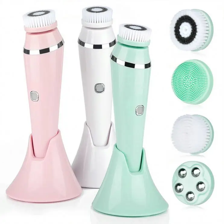 High Frequency Rechargeable  Deep Cleansing Vibrating Skin Care Set Sonic Facial Cleanser Electric Silicone Face Cleaning Brush
