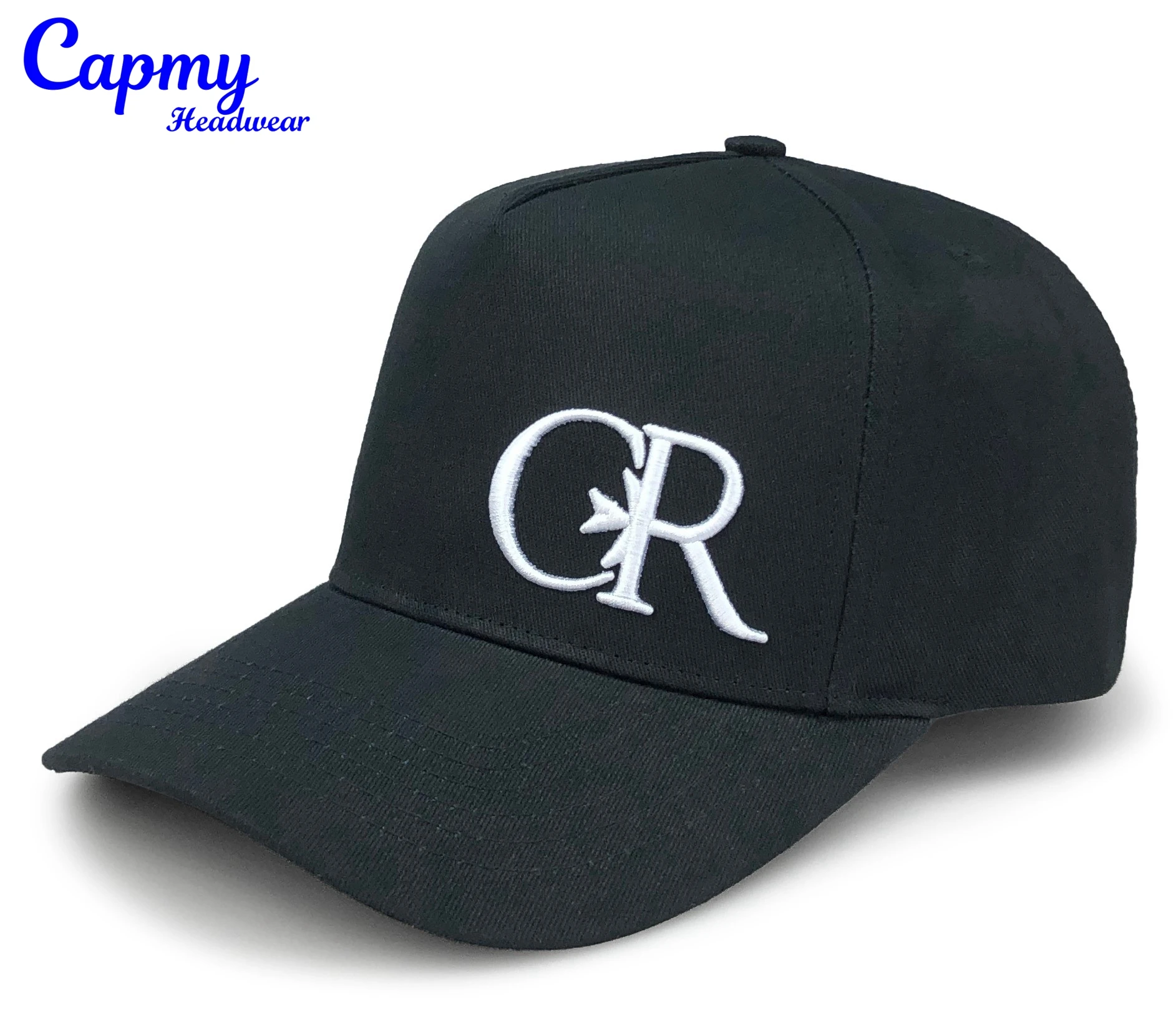 Customized Cotton Factory White A Frame Cap New Designs 3d Embroidery Sports Baseball Hats A Frame 5 Panel Baseball Caps