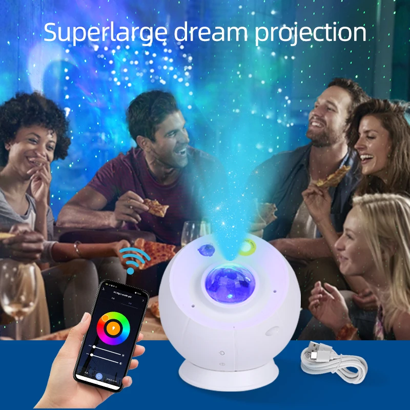 Basketball ABS case smart Alexa connection sound activated music projector nebular full sky night light