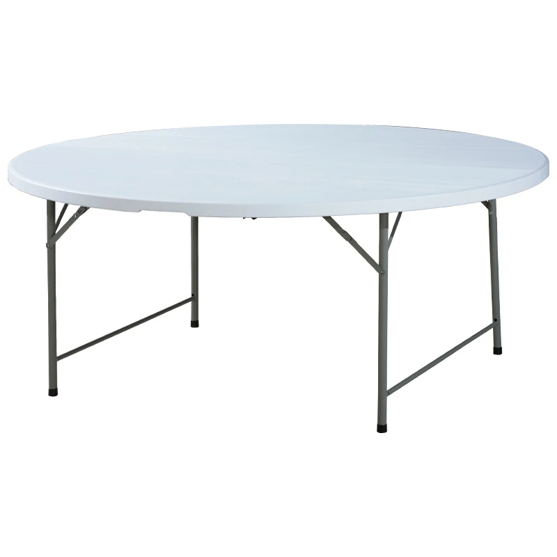OEM 5 Foot 150*74 Fold-In-Half Round Plastic Table White Utility Sturdy Portable HDPE Tables With Handle Lock
