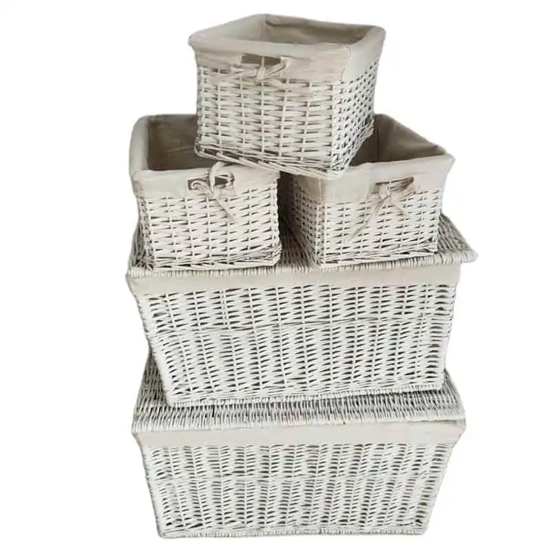 Selling clothes, fruits and vegetables storage basket modern multifunctional half willow storage basket with cover