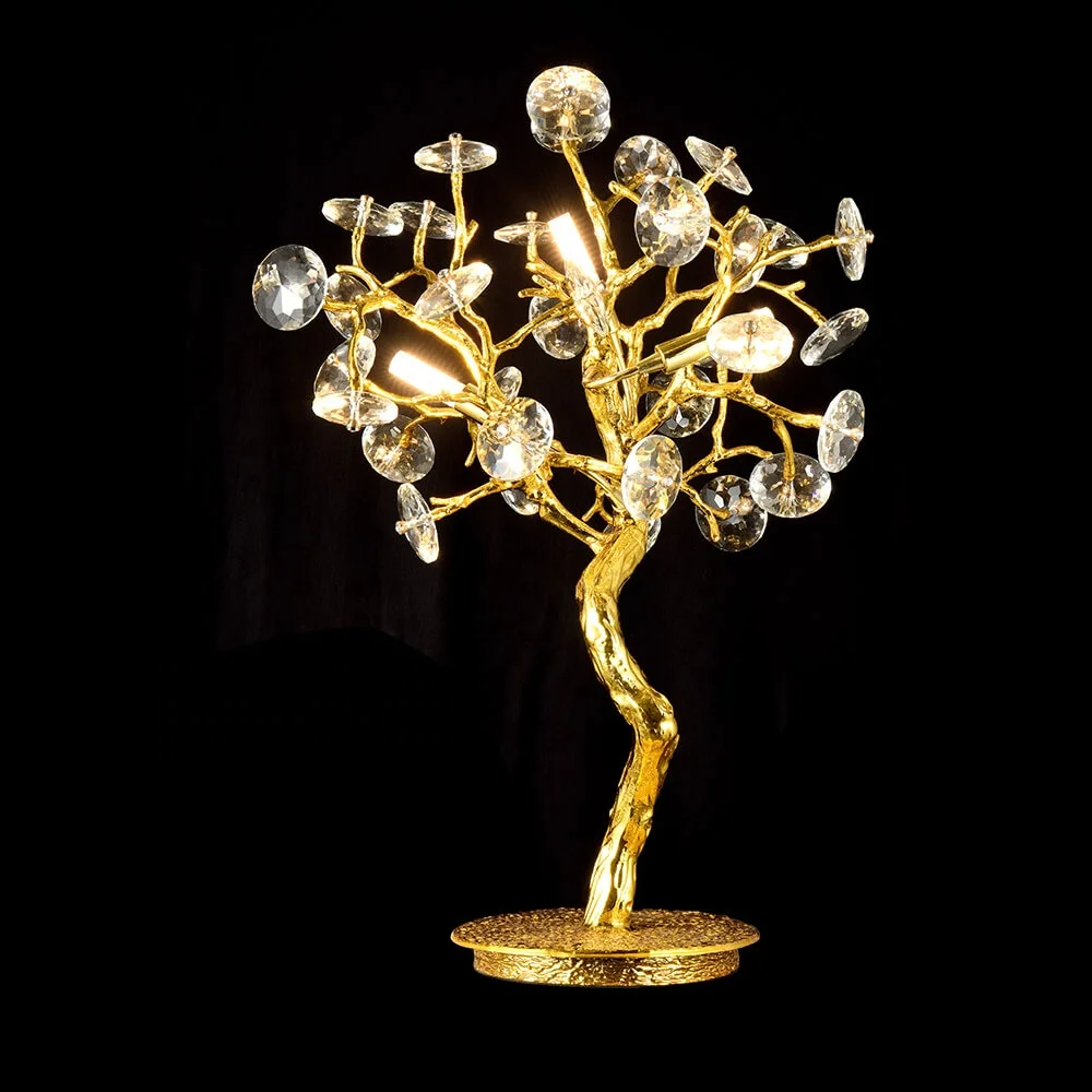 wholesale luxury glass table lamp tree branch flower shape hotel restaurant bedroom home decor desk lamp