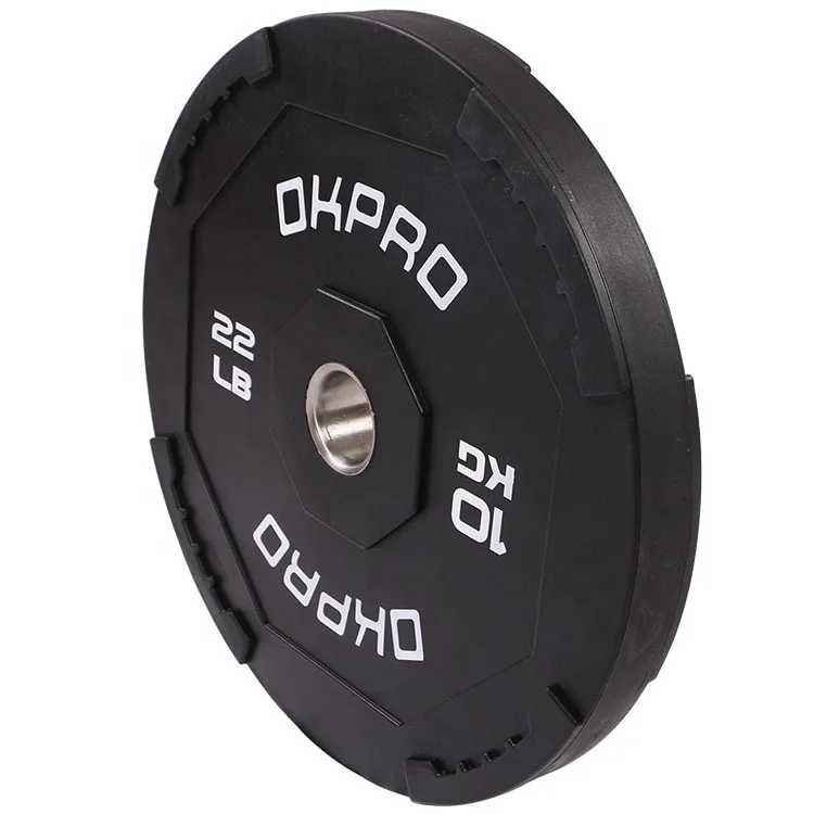 OKPRO Wholesale Gym Exercise Competition Barbell Plate Custom Kg Weight Lifting Rubber Bumper Weight Plates