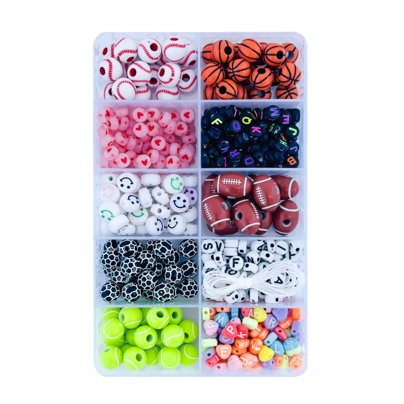 New Design Boys Rugby Baseball Tennis Soccer Ball Football Alphabet Beads DIY Accessories Kit for Jewelry Bracelet Making