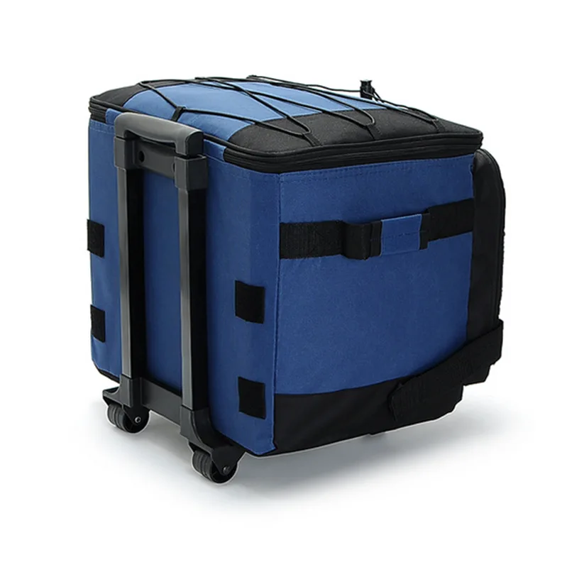 Pull rod incubator outdoor barbecue refrigerated fishing ice pack large capacity foldable cooler bag with wheels