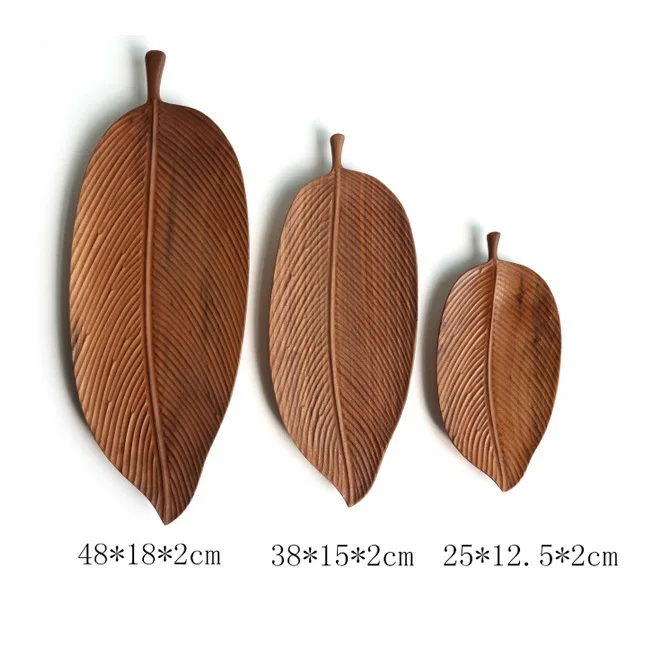 Modern creative wooden craft service tray leaf shaped tray fruit dried fruit snack tray