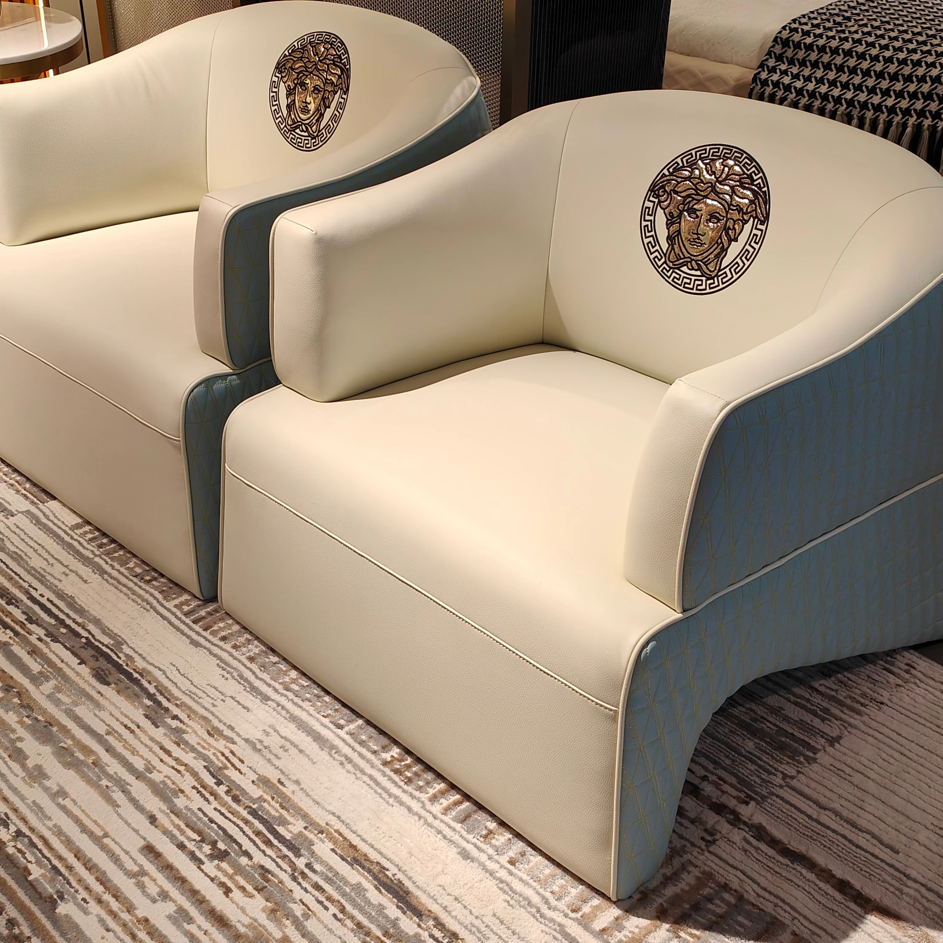 JK Office Furniture Leather Office sofa Set 1+1+3 General Use Sofa For Office Manager Room