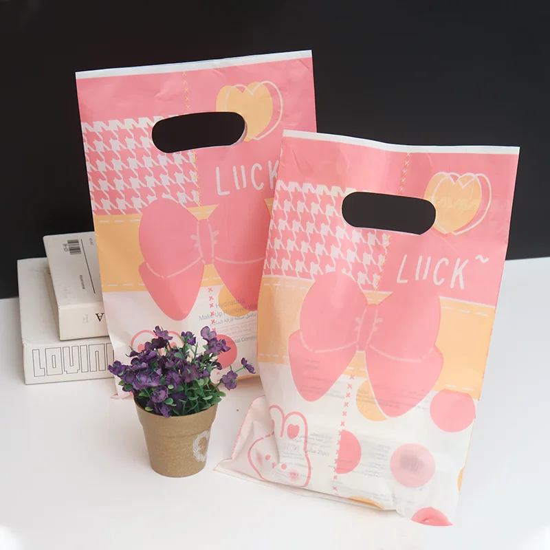 Wholesale Custom Printed logo High Density Polyethylene Environmental Protection Handle plastic die-cut shopping bag