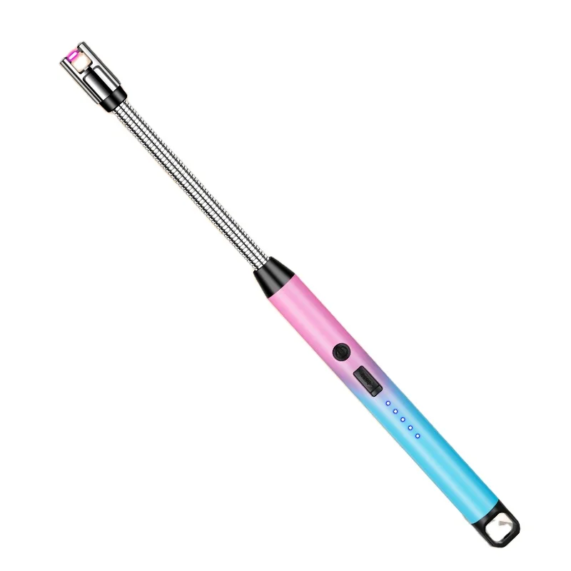 Electric Lighter Candle Lighter Usb Type C Rechargeable Lighter Battery Display Safety Switch Flameless Windproof