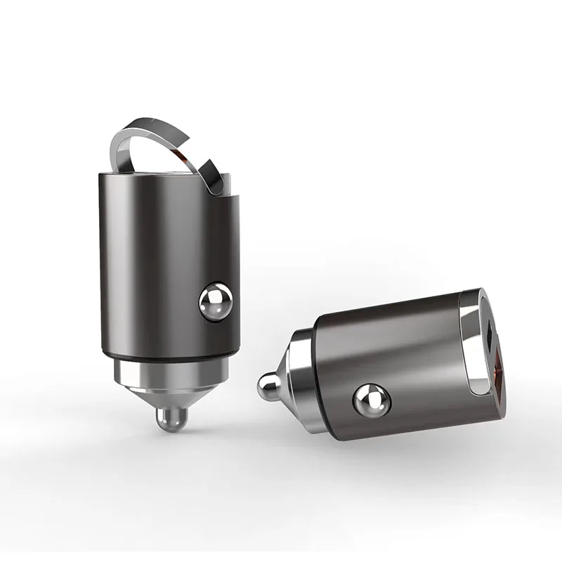 oem custom dual port aluminium alloy car charger fast charging 30w mini pd car charger for phone usb c car charger adapter