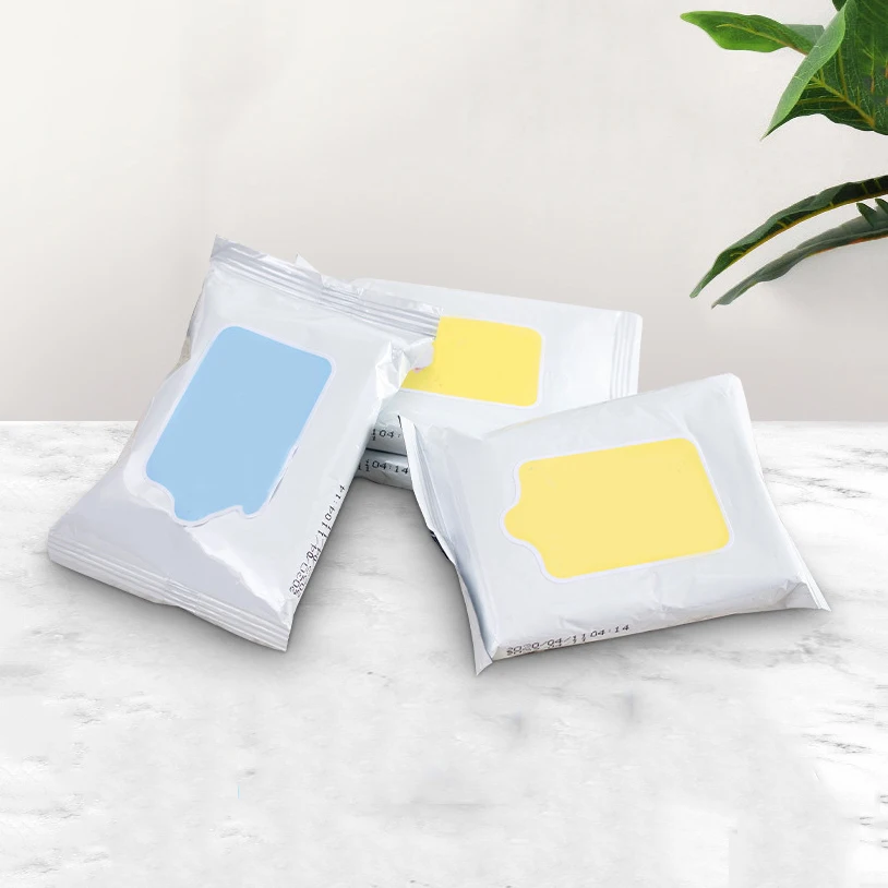 Customized packaging label disposable makeup remove wipes mini facial cleansing female feminine makeup remover cleaning wipes