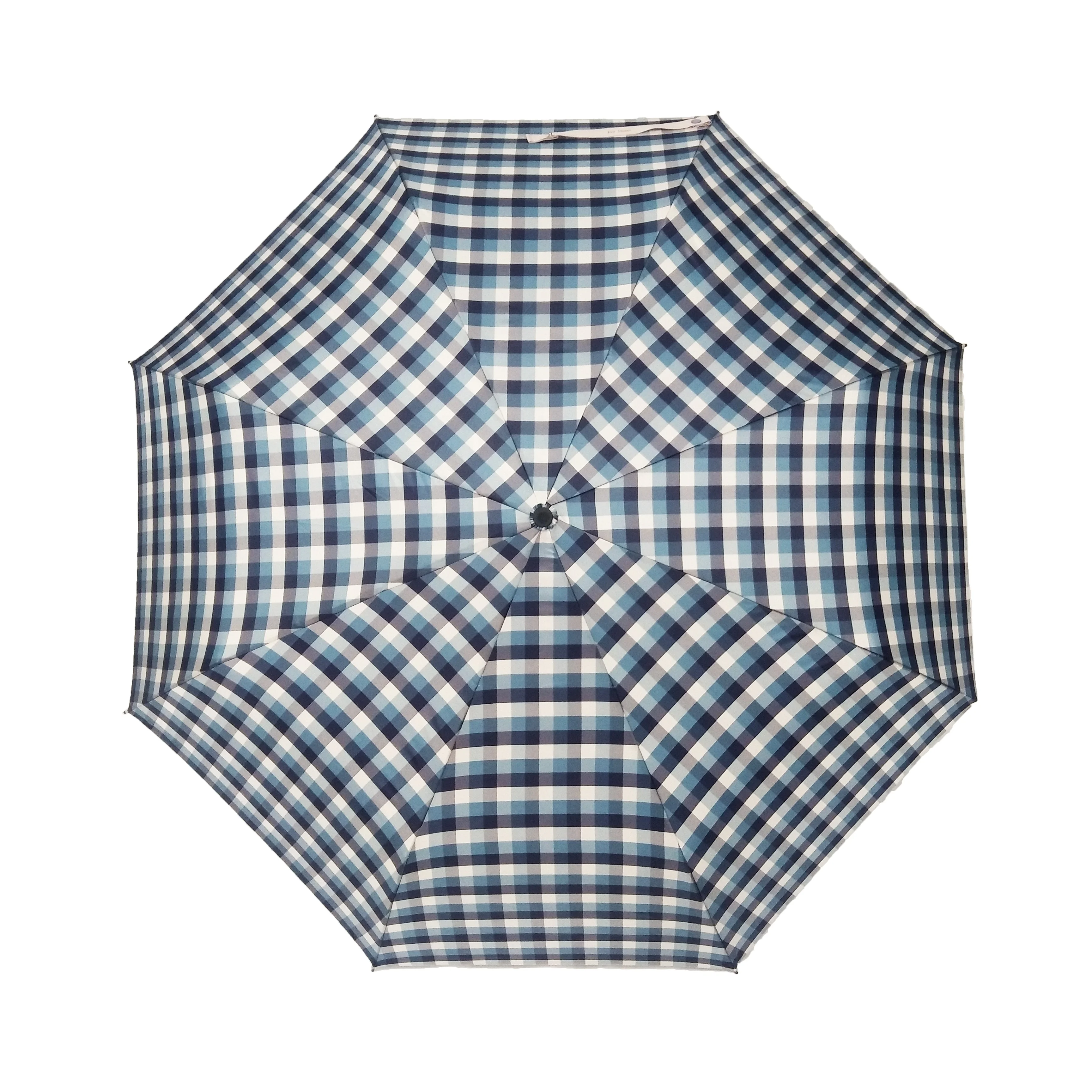 Three Folding Plaid Fabric Umbrella Fully Automatic Open And Close With Customized