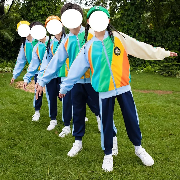 CL1028 School uniforms spring and autumn uniforms rainbow baseball uniforms