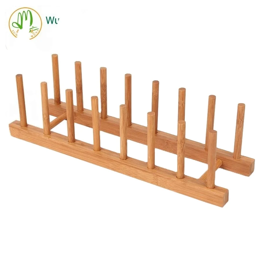 Plate Holder Dish Rack for Kitchen Eco-friendly Bamboo Wholesale Customized Shrink Wrap Sustainable Kitchen Stand 32MM 1000PCS