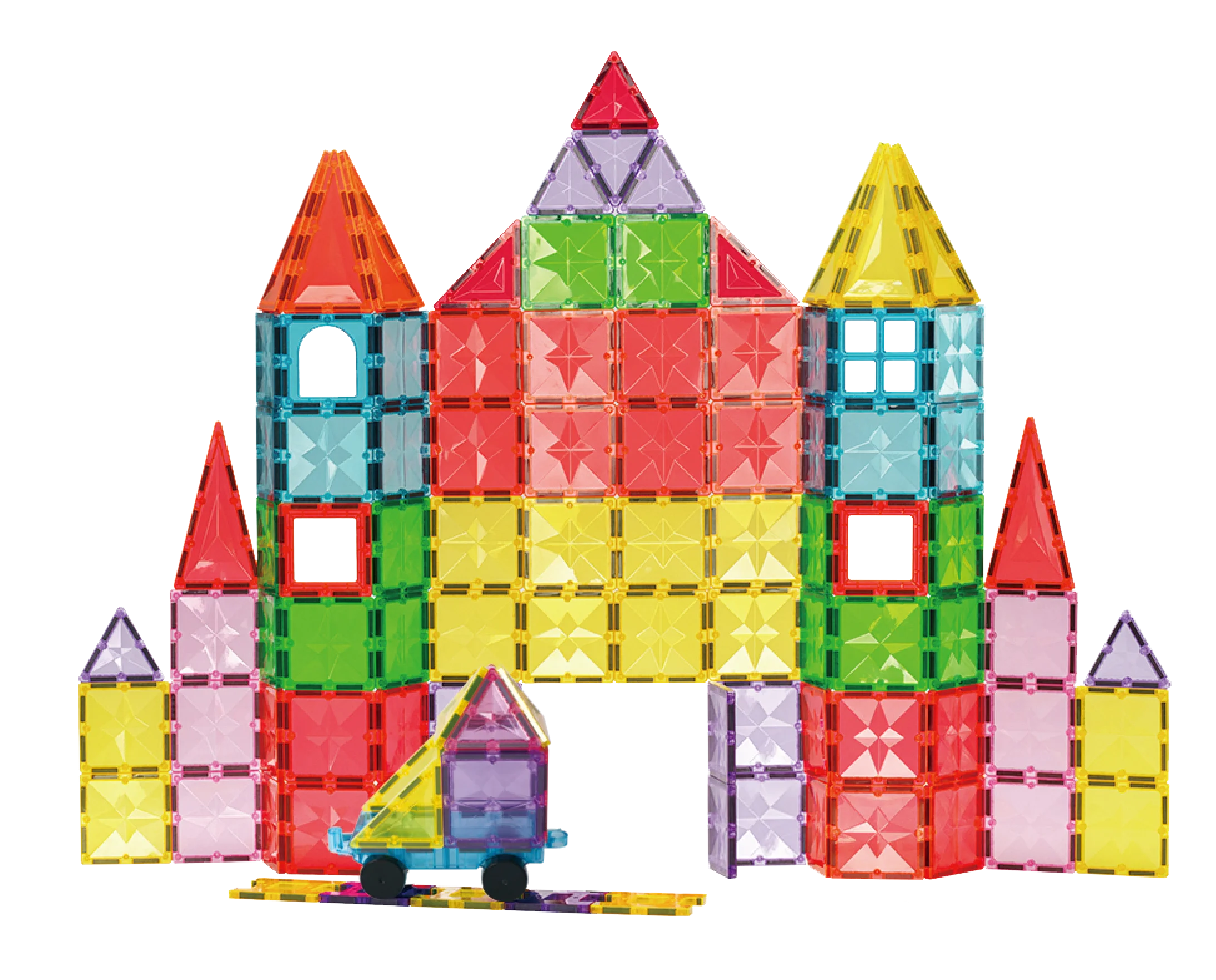 Magnetic Tiles with Cars Magnetic Blocks Toddler Toys Age 2-4 Magnets for Kids Educational Gifts & Toys for 3+ Year Old Boys