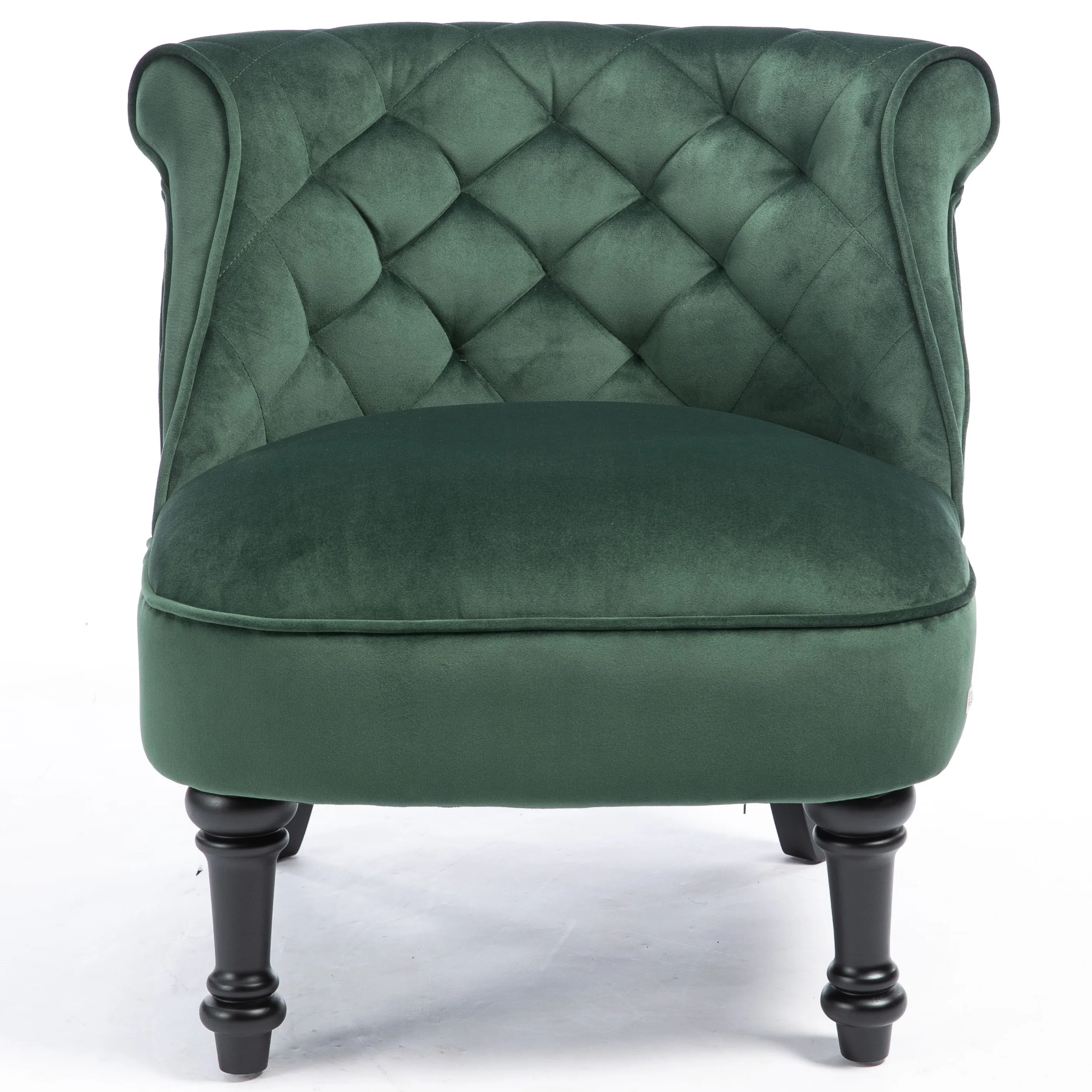 Classic Green Velvet Upholstered Solid Wood Living Room Accent Chair