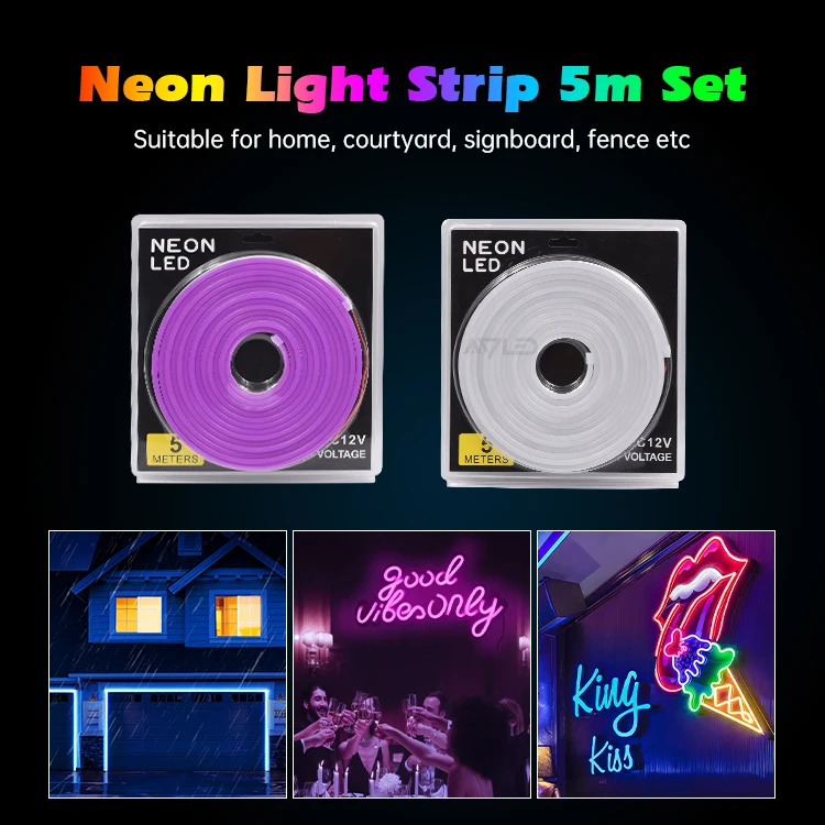 6 X 12mm Colorful Neon LED Strip Light Flexible LED Strip Neon Lights IP65 Waterproof 12V for Sign Letters Decoration