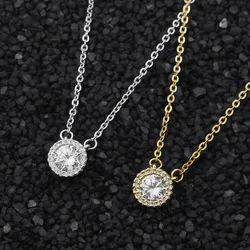 LUOXIN High quality brass gold plated round cubic zirconia long pendant necklace for women