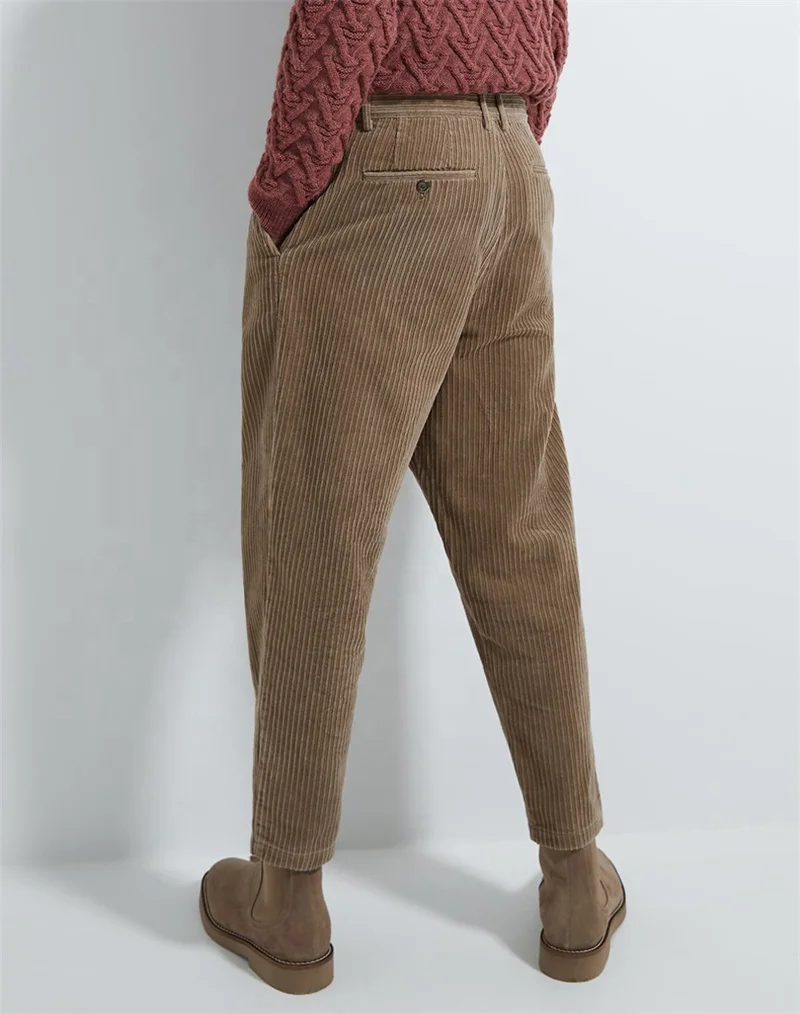 Custom spring  green loose chino corduroy pants for men custom sweatpants corduroy cargo jogging fleece jogger