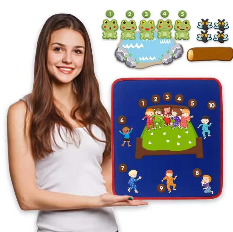 2024 New Style Unisex Lap Felt Flannel Board Interactive Educational Stories Play Set for Toddlers