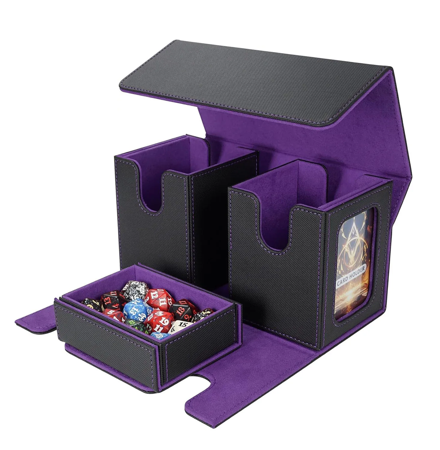 MTG Commander Card Storage Box - Fits 200 Double Sleeved Cards Deck Case For Commander TCG CCG Cards Dividers 2 Toploaders