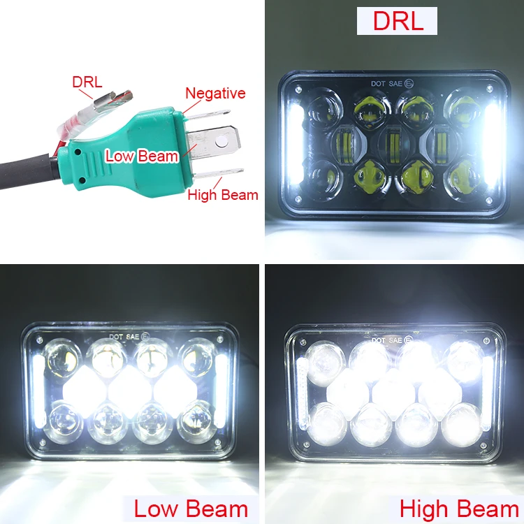4X6 Square Led Headlight 12 Volt Parking Lights For Trucks Square Headlights Restoration Kit With High Low Beam