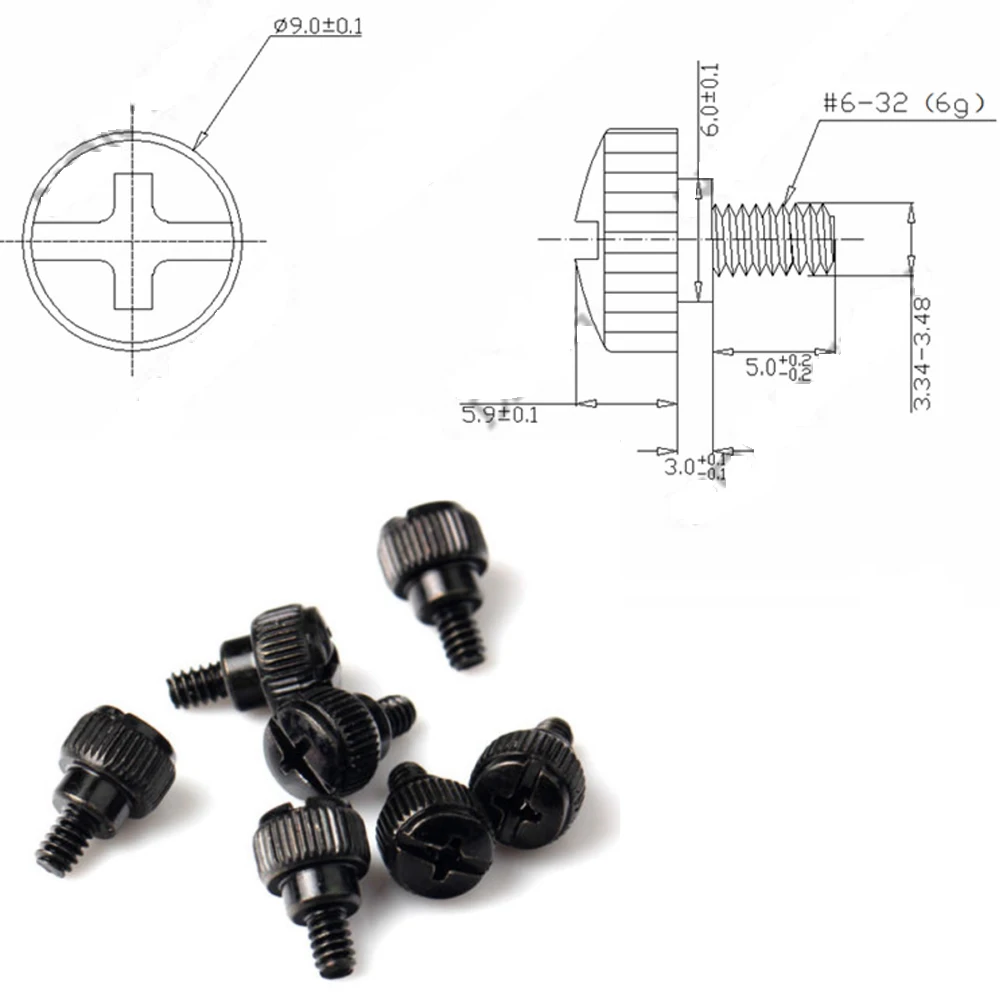 Desktop Computer Case Thumb Screws Screws PC Qualified 6#-32*5 Black 10pack