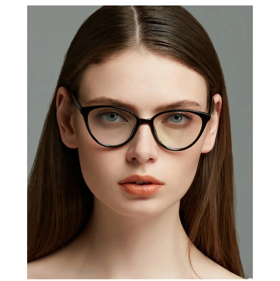 Anti Blue Light  Square Optics Glasses Frame Retro Women Metal Decoration cat eyes Frames Plastic glasses