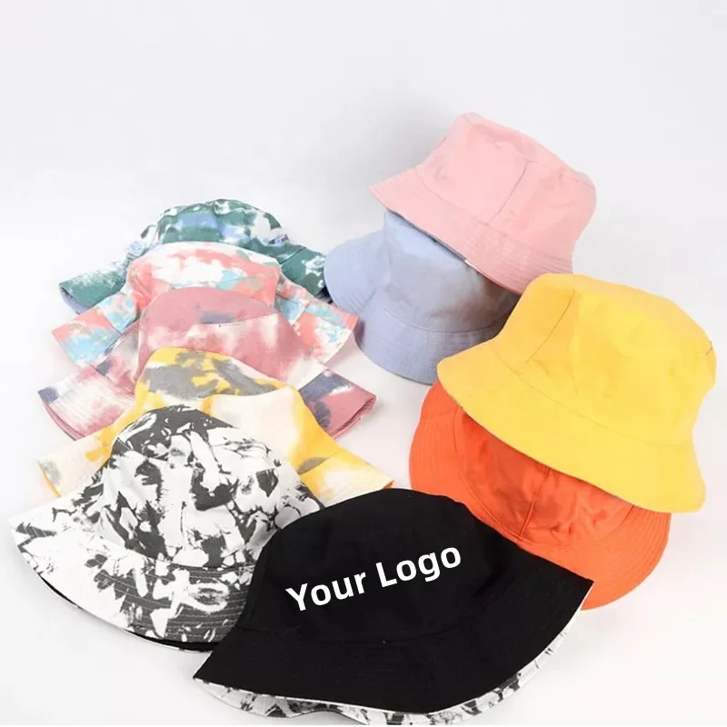 Wholesale Printed Reversible Cotton Tie Dyed Bucket Hats Multicolour Custom Fisherman Caps