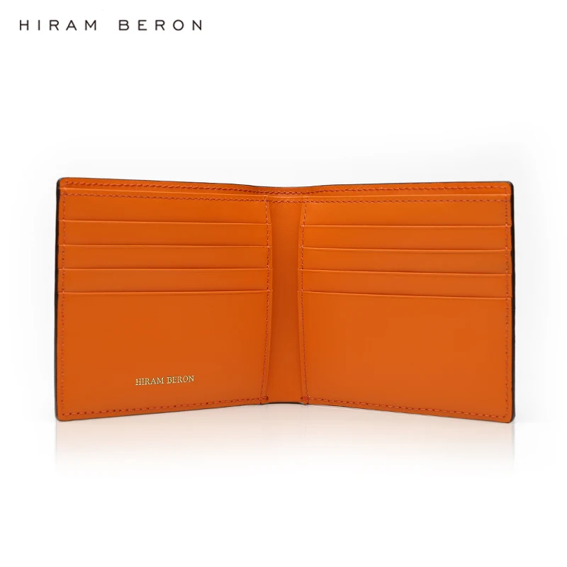 2022 New Arrival Wholesale And OEM Service Orange Italian Cow Leather Mens Leather Wallets