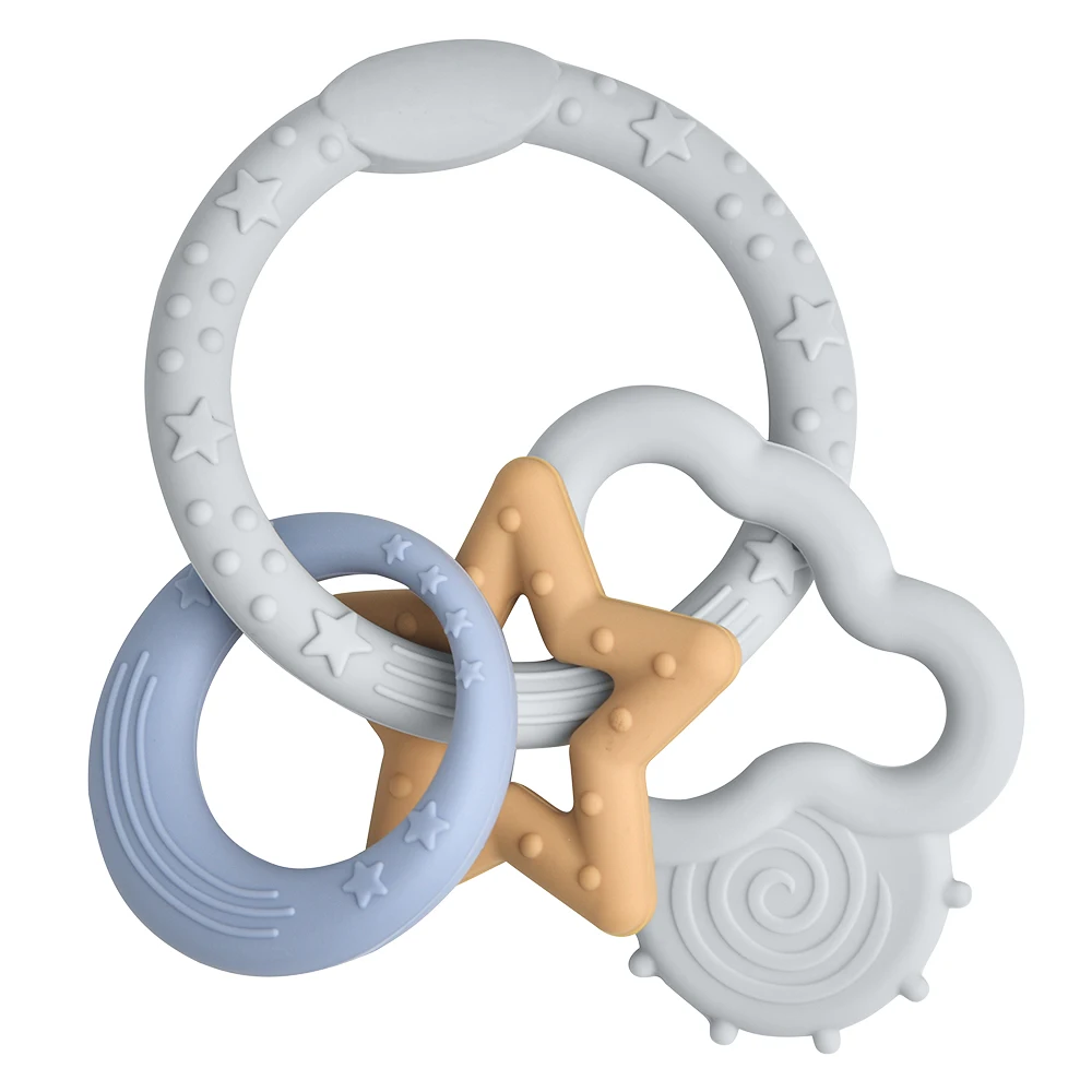 Wholesale Bpa Free Cute Soft Bracelet Teething Ring Food Grade Silicone Baby Chew Sensory Teethers Toys Gift Set