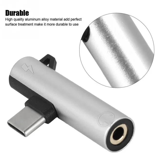 2 In 1 Type-C to 3.5mm Audio Charging Dual Adapter AUX Splitter Charger Earphone AUX Cable Connector Converter Adapter
