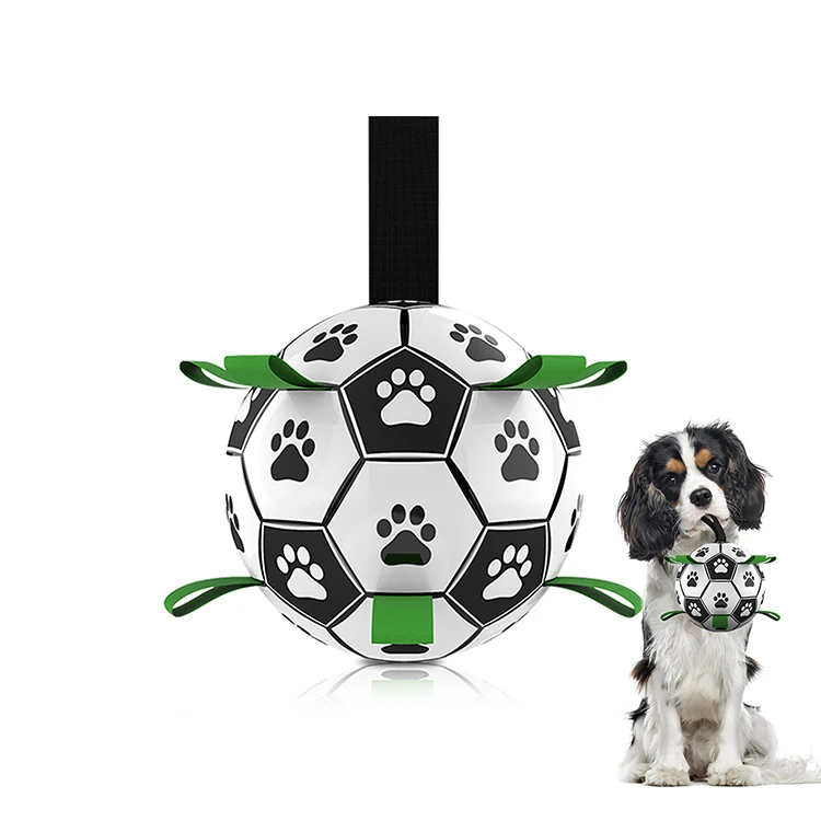 
Dropshipping PU Material Dog Training Soccer Ball Ball With Grab Tabs Pet Interactive Dog Football 