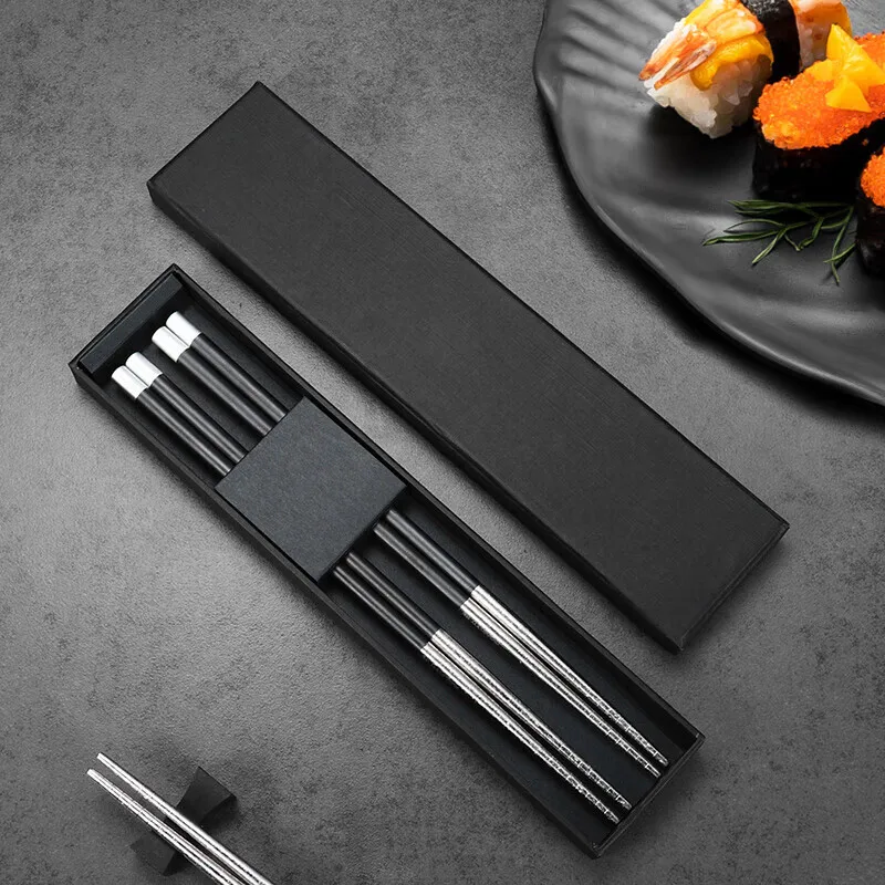 Maxcook 2024 Hot Sale 2 Pairs Set Titanium Chopsticks Tableware Titanium Metal Korean Style Custom Logo Chopsticks