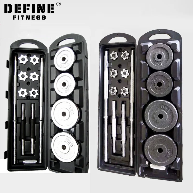 Define fitness High Quality 50 kg Weight Plate Stripe Barbell Dumbbell Set Adjustable 50 kg