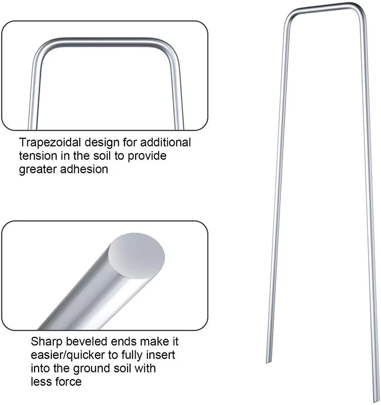 200 Pack 6 Inch Garden Landscape Staples Galvanized Stakes 11 Gauge Sod and Fence Stakes Gardening Supplies for Ground Cover