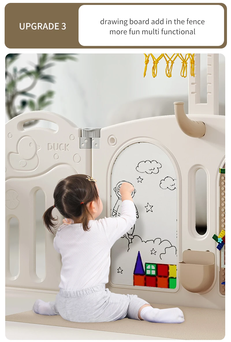 Indoor Fold Able Playpen Play Yard Plastic  Safety Children Play Fence with Gate and House for Baby  and Toddler