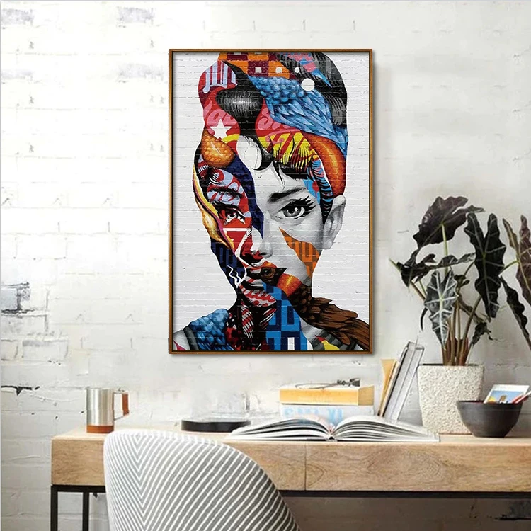 Hot Sale Bedroom Home Decor Handmade Canvas Artwork Contemporary Art African Woman Painting