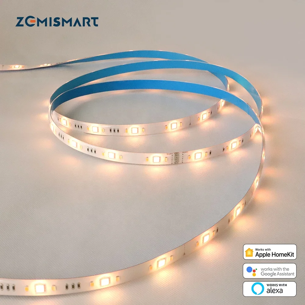 Zemismart 5M LED Light Strip RGBW Light Belt Work with Homekit Tuya Zigbee Smart Light Strip SiriAlexa Google Home Voice Control