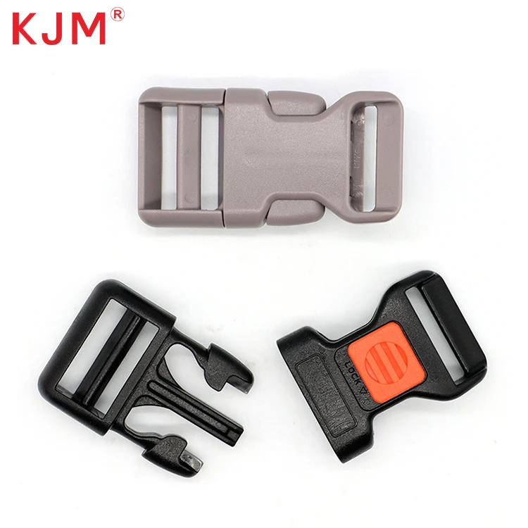 KJM Customized Logo Adjustable Quick Release Plastic Buckle with Lock for Dog Collar Pet Vest Harness