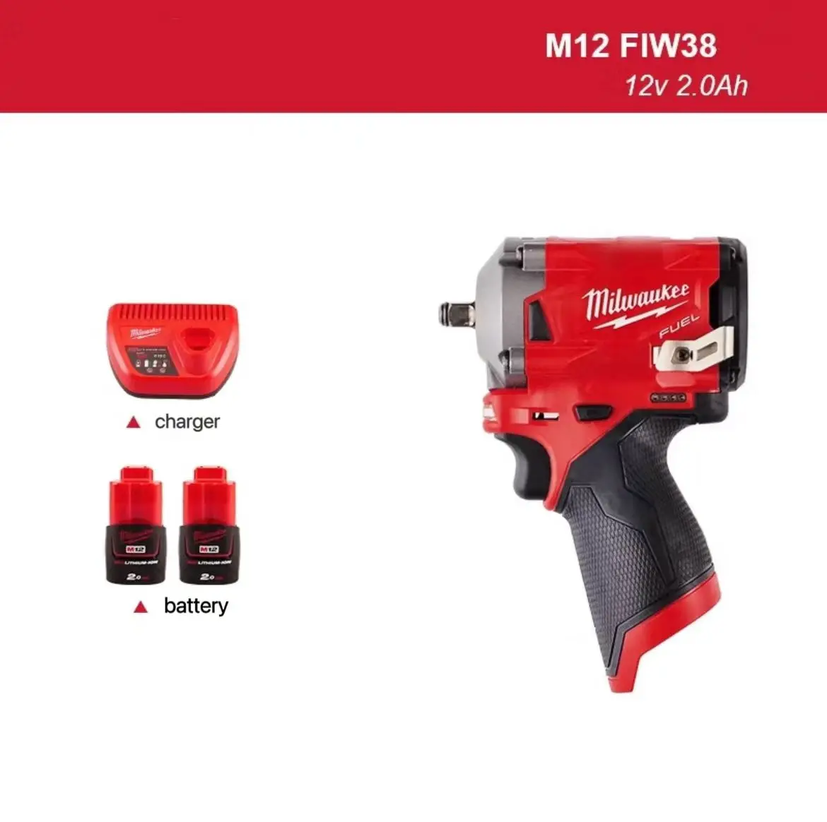 Industrial grade electric impact wrench auto repair tool 3/8 Lithium battery powered with large torque M12 FIW38 (naked machine)