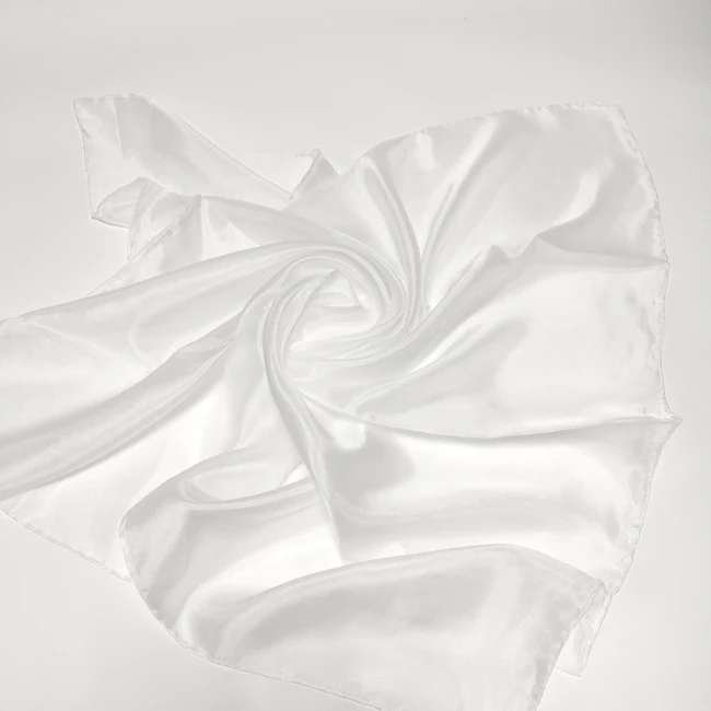 White Bulk Silk Scarf Hand Rolled Hemming Silk Habotai Scarf With 100%Silk Thread In Natural White Color