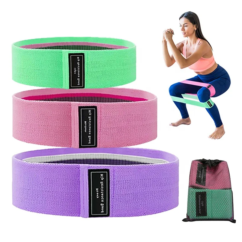 Custom Logo Exercise Fitness Stretching Bands Workout Bands Resistance Loop Fabric Booty Band With Jump Rope And Slider