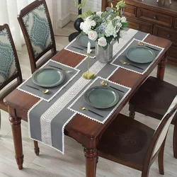 European Retro Table Runner Palace Cotton Linen Embroidered Table Runner Custom