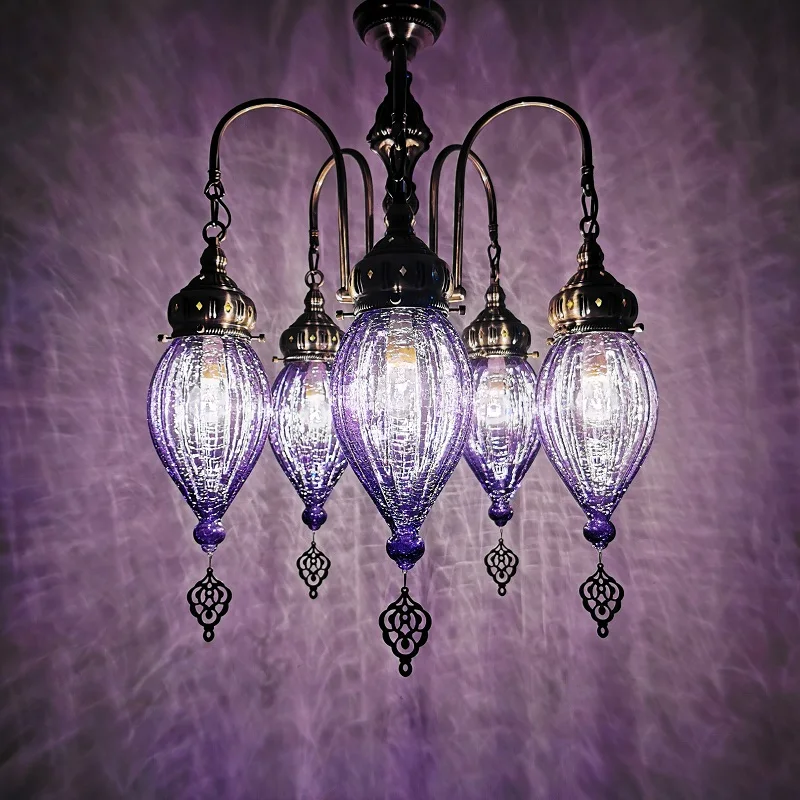 Bohemian Stained Glass Chandelier Restaurant Cafe Hotel Homestay Bar KTV Club Card Holder Chandelier