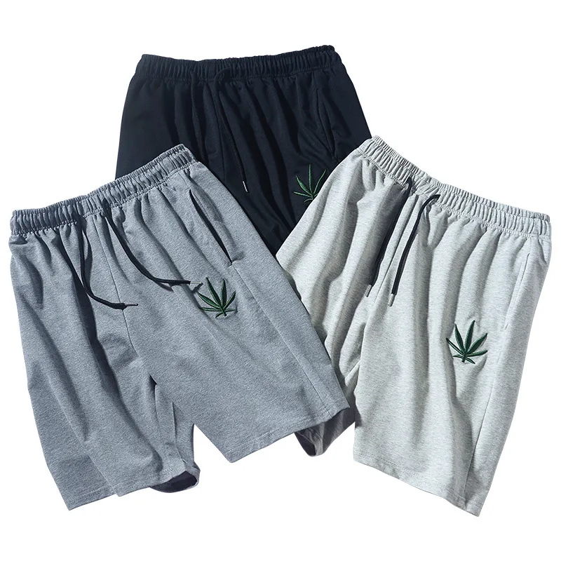 
Мужские трикотажные спортивные брюки, хлопковые шорты для отдыха с вышивкой логотипа, лето 2021 