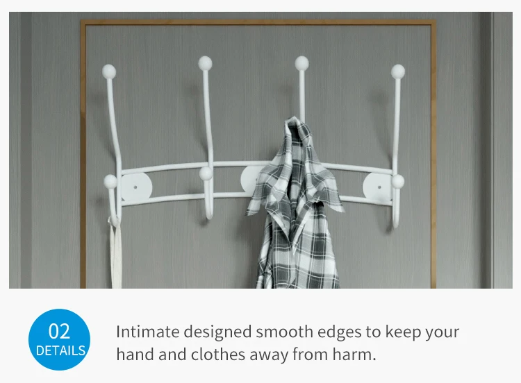 8 head wall mounted metal clothes hanger hooks