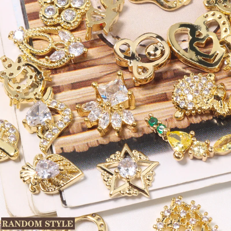 Luxury 3d Famous Jewelry Designer Nail Charms Metal Nail Rhinestones Decoration For Nail DIY