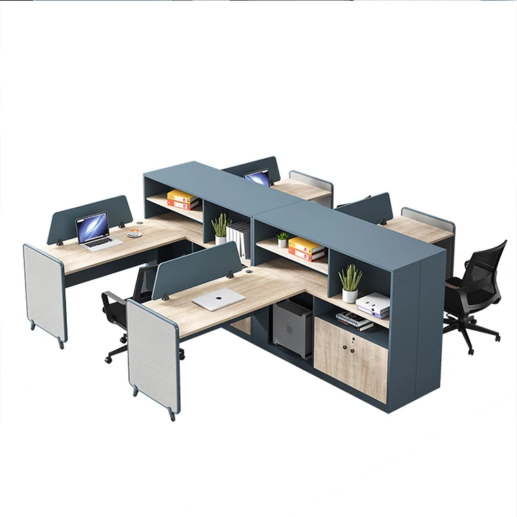 modern customized office furniture work station cubical staff lap desk for 4 person Employee position desk Office table screen