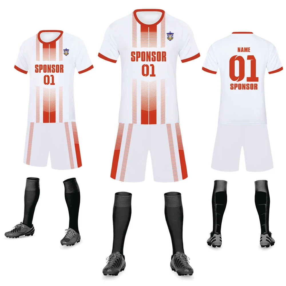 Высококачественная цветная футболка на заказ, быстросохнущая ткань, тренировочная одежда, комплекты одежды для взрослых, одежда для футбольной команды